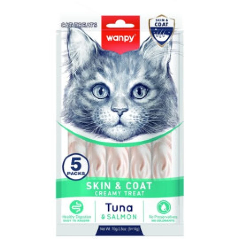 Wanpy Crème Functionnal - Skin & Coat au Thon et Saumon (5*14g)