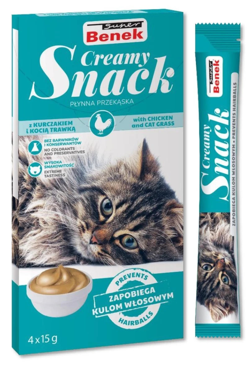 SUPER BENEK  CREAMY SNACK POULET HAIRBALL 4*15GR