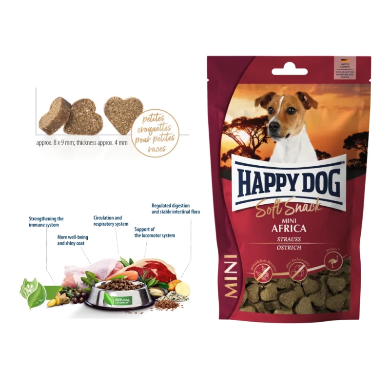 HAPPY DOG MINI Soft Snack AFRICA 100g - autruche