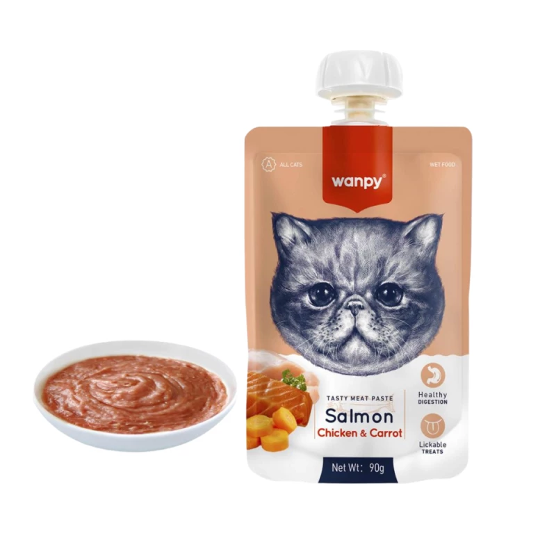 Wanpy Délicieuse Purée - Saumon, Poulet et Carottes 90g