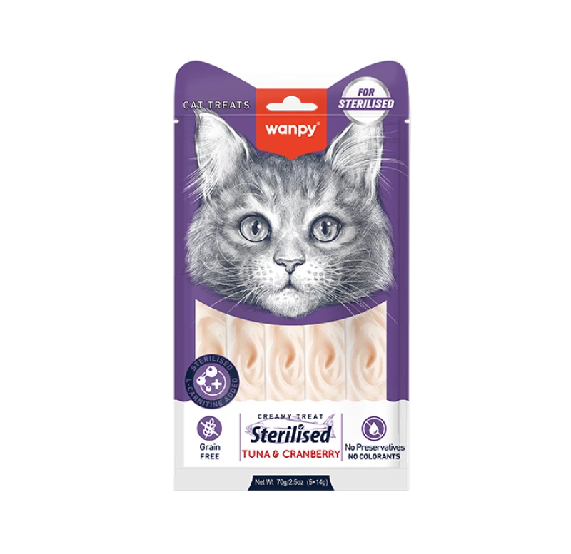 Wanpy Crème Pour Chat Stérilisé Thon et Cranberries (5*14g)